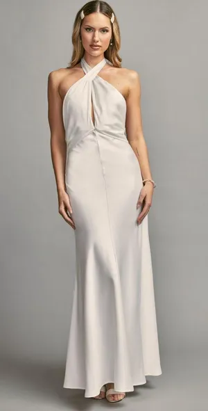 Francesca's Clara Criss-Cross Halter Wedding Dress thumbnail 1