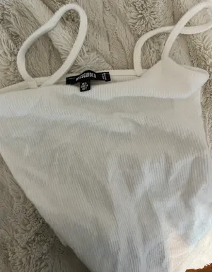 Missguided White Fluffy Rib High Neck Cut Out Bodysuit thumbnail 5