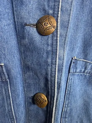 Be Blue Vintage Made in USA Cotton Denim Jean Chore Blazer Coat thumbnail 2
