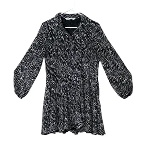 Zara Black and White Patterned Long Sleeve Dress,Size S thumbnail 6