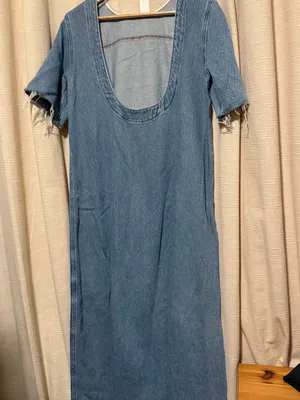 Ganni Light Blue Denim Maxi Dress with Raw-Edge Trim thumbnail 5