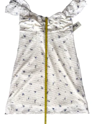 No Boundaries NWT Sz S Double Ruffle Ruched Mini Dress Winter White Floral thumbnail 11