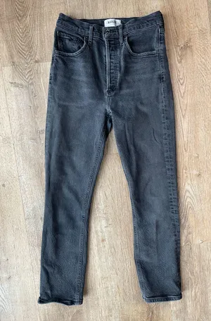 AGOLDE High Rise Skinny Jeans Size 25 Washed Black Button Fly Vintage Fade thumbnail 1