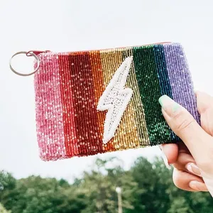 Colorful Lightening Bolt Wallet and Pink Key Ring thumbnail 1
