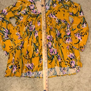 Free‎ People Mustard Yellow Floral Bell Sleeve Babydoll Tunic Top Boho Small thumbnail 9