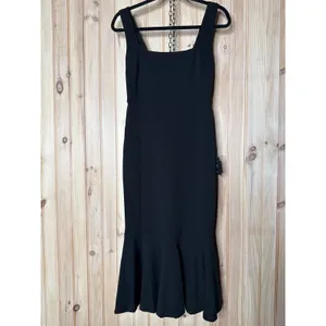 Lulus Moment Maker Black Square Neck Trumpet Midi Dress Party Banquet Medium thumbnail 2