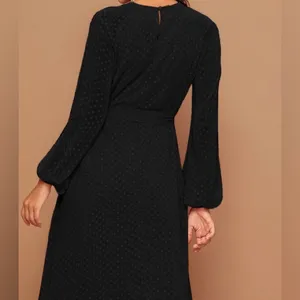 Long Sleeve Maxi Black Swiss Dot Dress Size Large thumbnail 2
