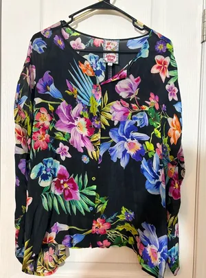Johnny Was Floral Cupra Rayon Button Down Blouse Top - Size Medium thumbnail 1