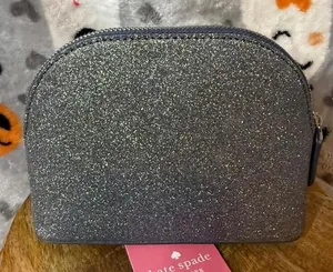 Kate Spade Lola Glitter Cosmetic Bag Dusk Navy Small Dome NWT thumbnail 1