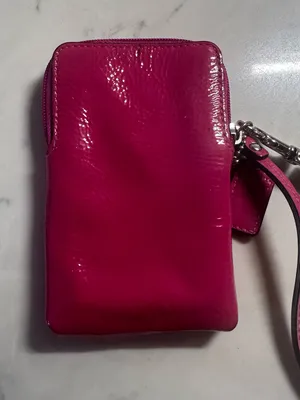 Coach Patent Leather Wristlet in Vibrant Magenta thumbnail 4