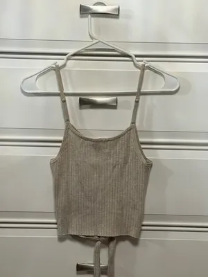 Harper Heritage Ribbed Tie-Front Camisole in Light Taupe thumbnail 2