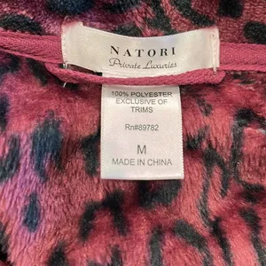Natori Private Luxuries Leopard Animal Print Ultra Soft Fleece Long Robe M thumbnail 8