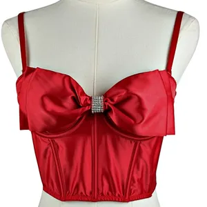 Victoria's Secret Bustier Corset Red Rhinestone Drama BOW Satin Angels Sexy thumbnail 1