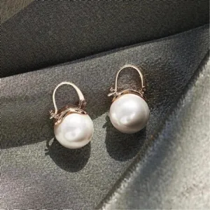 Elegant White Pearl Drop Dangle Earrings for Women thumbnail 2