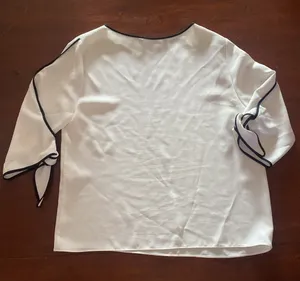 Zara White Blouse with Black Trim thumbnail 1