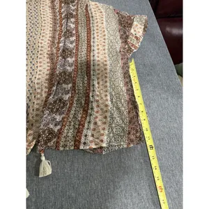 Massimo Dutti Women's Paisley Floral Short Sleeve Kimono Boho Whimsy Coastal M thumbnail 7