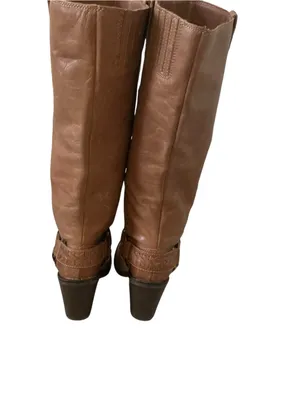 Lucky brand Ethelda knee high boots tan leather harness ring buckle size 6.5 thumbnail 3