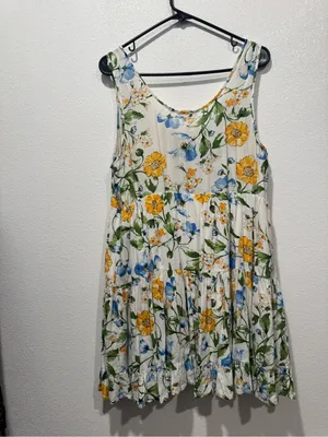 Altar’d State Floral Lace Up Tiered Mini Dress Large NWOT thumbnail 8