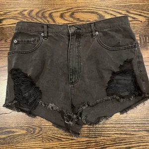 GARAGE Black High Rise Ripped Jean Shorts‎ Size 9 thumbnail 1