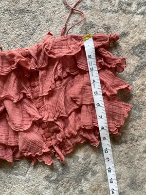 Free People Dusty Rise Pink Bohemian Ruffle Crop Top Small thumbnail 8