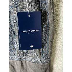 Lucky‎ Brand Womens Large Embroidered Mini Dress Gray Boho Festival Indie New thumbnail 6