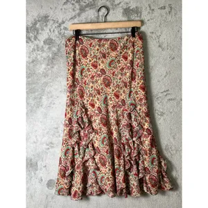 Vintage Cottagecore Prairie Floral Ruffle Midi Skirt‎ Boho Romantic Women Medium thumbnail 3