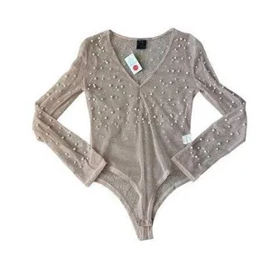 Windsor Sheer Nude Pearl Bodysuit Size Medium NEW thumbnail 1