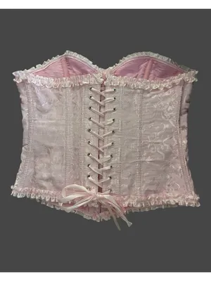 Lady Jacquard Floral Bustier Overbust Corset Top Lace Up Ruffle Steampunk Gothic thumbnail 3