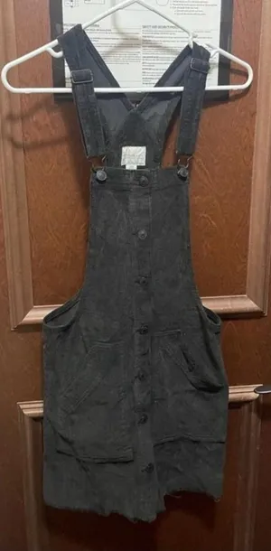 American Eagle Black Corduroy Overall Dress - S/P/CH thumbnail 1