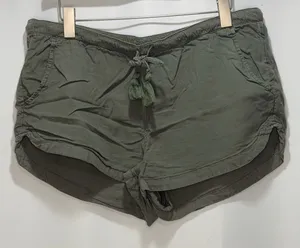 Aerie Lyocell Olive Green Shorts Drawstring Tassel Pull On Size Medium thumbnail 1