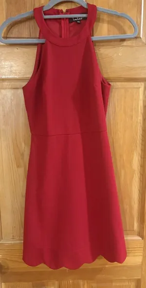 Lulus Size Extra Small (XS) Sleeveless Scalloped Hem Fit & Flare Dress thumbnail 1