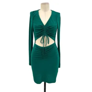 Princess Polly Kylie Mini Dress‎ Forest Green Cut-Out Ruched Bodycon Size US 8 thumbnail 3