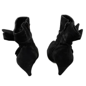 Mossimo Fall Black Faux Suede Side Zip Up Heel Booties with Bow Women's Sz 7.5 thumbnail 4
