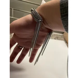 Kenilworth NWT Silver Tone / Rhinestone Bangle Bracelet Chain Dangles Nice Gift thumbnail 5