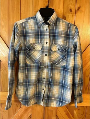 Ralph Lauren Jeans Co Blue Tan Khaki Plaid Cotton Shirt Small (4950) thumbnail 1