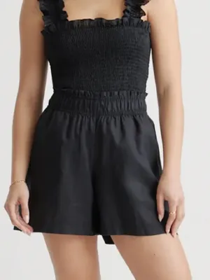 Like New QUINCE European Linen High Waisted Shorts Black Size XS thumbnail 1