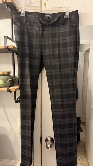 Express Black Plaid Columnist Dress Pants thumbnail 1