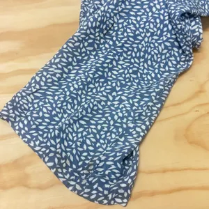 Sincerely Jules Leaf Print Smocked Waist Wide Leg Jumpsuit Medium Blue White thumbnail 7