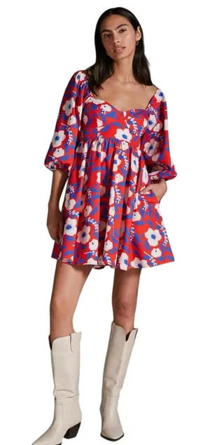 Hutch Anthropologie Size L Floral Printed Mini Dress thumbnail 1