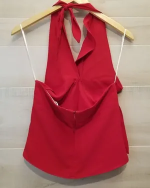 {XS} Amanda Uprichard New York Cabo Halter Top In Scarlet thumbnail 1