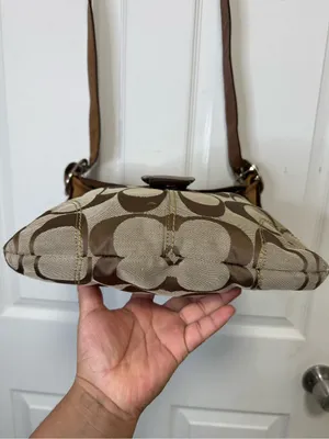 Coach Vintage Tan and Brown Signature Canvas Crossbody Bag thumbnail 3