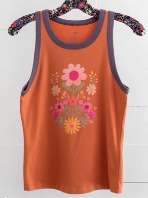 Natural Life Ringer Rust Folk Floral Tank Top Size XL thumbnail 2