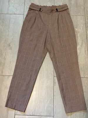 🆕Express Women’s Plaid Ankle Trousers High Rise in Brown Size M thumbnail 1