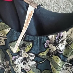 Free People Floral Green Mini Dress Tunic Top XS thumbnail 3