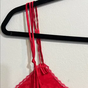 Victoria's Secret Red Lace vintage Detail tank top thumbnail 4
