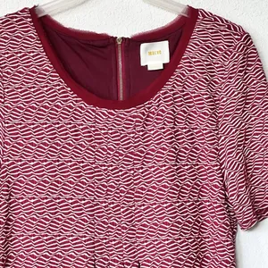 Anthropologie Maeve Dora Large Shirt Dress Red Textured Lined thumbnail 11