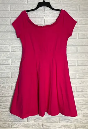 Torrid foxy off the shoulder skater dress‎ pockets hot pink women's size 0/large thumbnail 1