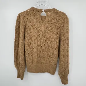 J. Crew sweater size M alpaca wool cable knit balloon sleeve pullover camel NEW thumbnail 4