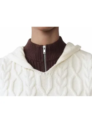 Mango Cable-Knit Gilet with Hood NWT Ecru Small thumbnail 4