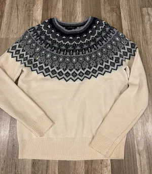 Fair isle sweater with jeweled details thumbnail 1